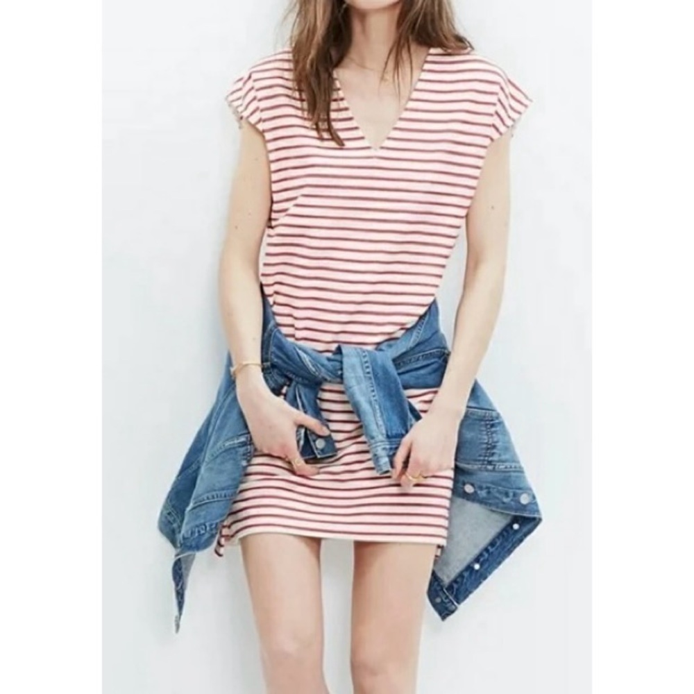 MADEWELL Vacances Mini Dress in Red & White Stripe